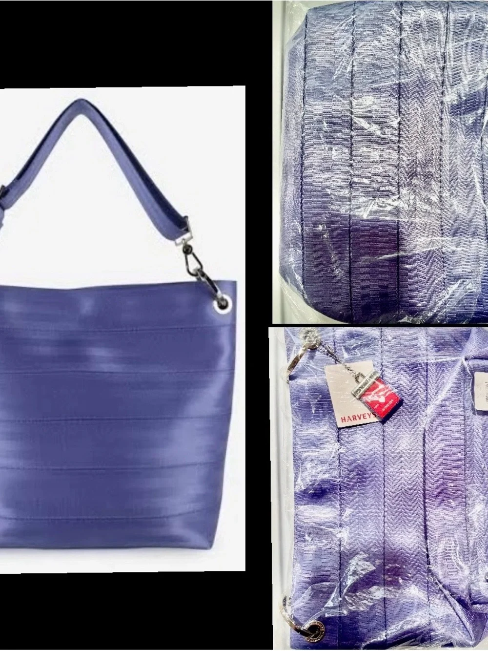 Harveys Seatbelt medium hobo bag / periwinkle / EUC / torn original packaging
